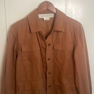 Brown Button Up Fall Jacket with Utility Pockets